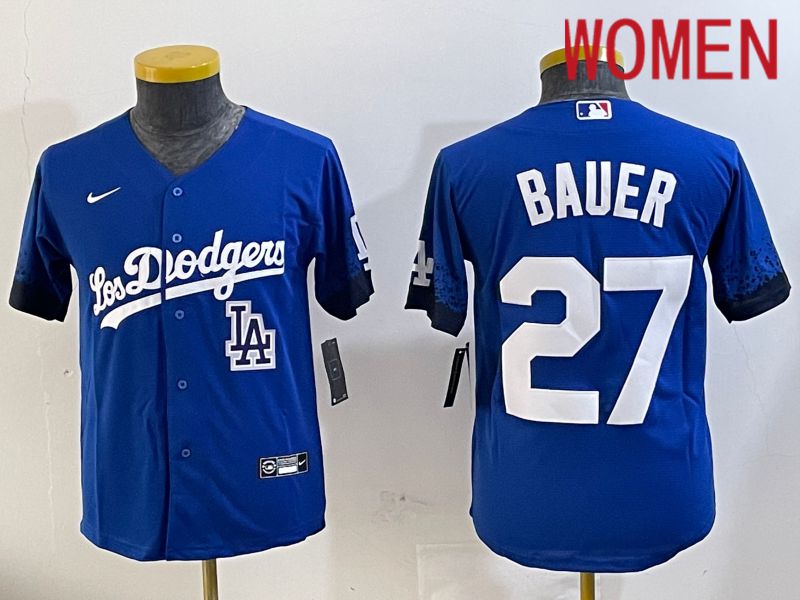 Women Los Angeles Dodgers #27 Bauer Blue City Edition Nike 2024 MLB Jersey style 11204